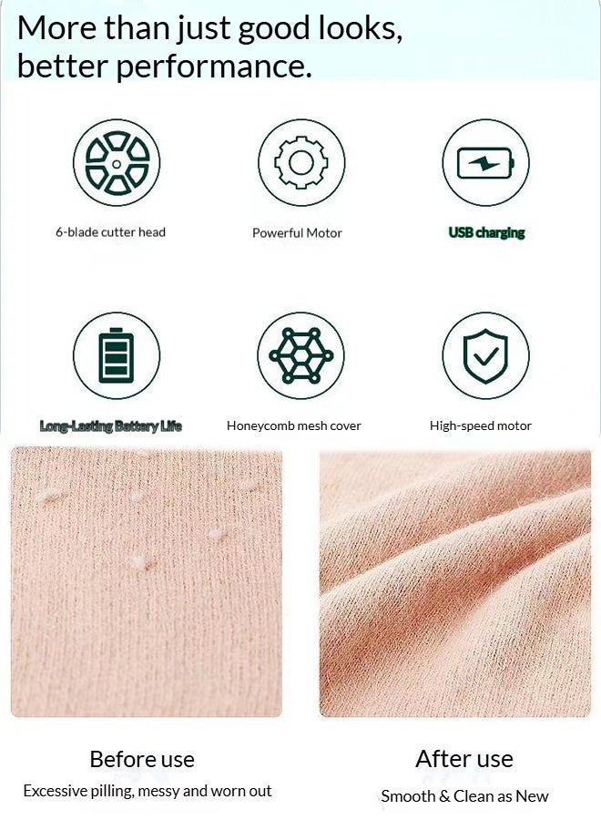 CHIGO Lint Remover,Fabric Shaver, For Clothing Furniture Carpet Lint Balls Bobbles, Includes Cleaning Machine Brush And A Usb Cable, Green - Image 5